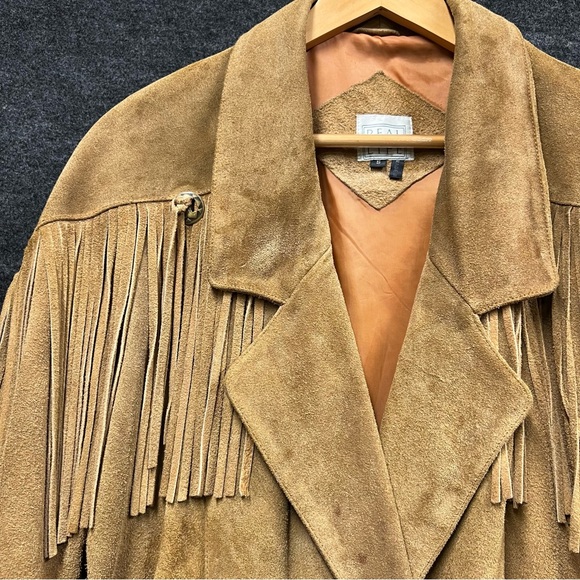Vintage Real Life Suede Leather Fringe Jacket Women’s Size Small - Picture 10 of 16